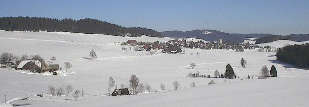 Blick vom Hinterdorf auf Breitnau im Schnee am 22.2.2003