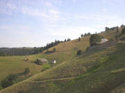 Blick nach Norden zu Schneckhof (rechts) und Sattelgrundhof