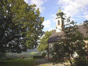 Blick nach Norden zur uralten Eiche neben der Giersbergkapelle am 30.8.2004
