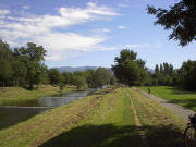 Blick nach Südosten an der Dreisam bei Lehen (Radweg rechts) am 23.8.2004