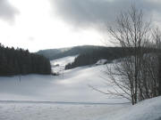 Blick nach Süden über Doldenseppenhof (rechts) zu Kuhnenbachhof und Skilift Thurner am 21.1.2006