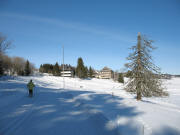 Blick nach Norden ber die Haldenspur (Flutlicht) zum Hotel Halde am 10.1.2006