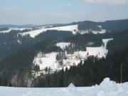 Blick nach Osten vom Simonshof über Bläsihäusle in den Spirzen hoch in Richtung Thurner am 15.3.2006