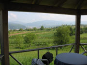 Blick vom Hotel Hohe Flum (Gartenpavillon) nach Nordosten auf Schopfheim am 28.4.2007