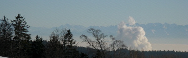 Tele-Blick von Urberg im Hotzenwald nach Süden zu den Alpen am 21.12.2007