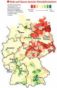 Risiken (rot) und Chancen (grün) deutscher Wirtschaftsstandorte