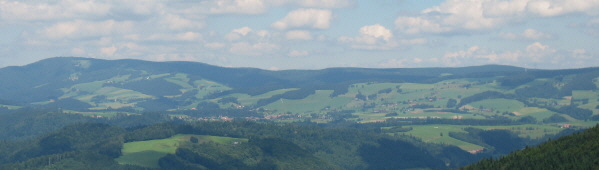 Tele-Blick von den Nessellachen bei Breitnau nach Norden auf St.Peter und Oberibental am 31.7.2007
