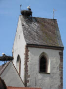 torchennester am 12.4.2008 auf Dach und Turm der Marienkirche in Reute - Blick nach Westen