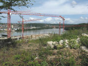 Blick über die Kraftwerkbaustelle am 14.8.2008 nach Nordosten bis Beuggen