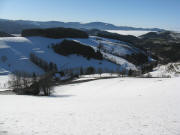 Blick vom Kapfhof am 23.12.2008 nach Sden ber den Dieschenhof und Oberibental zu Dreisamtal-Nebel und Schauinsland