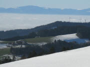 Tele-Blick nach Westen ber den Hornhof und die Windrder auf dem Rosskopf zu den Vogesen am .23.12.2008