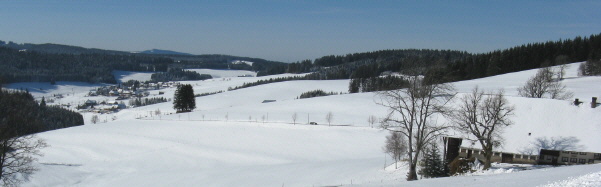 Blick nach Westen übers Obertal sowie Widiwandhof und Rotenhof (links) bis Waldau am 3.2.2008 
