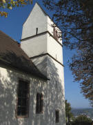 Blick nach Nordosten zum Kirchturm der Ottilienkirche am 18.10.2008