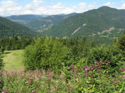 Blick von der Strae nach Todtmoos nach Nordwesten ber Prg bis zum Schauinsland am 24.8.2008