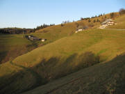 Blick nach Norden zu Schneckhof (rechts) und Sattelgrundhof am 19.11.2009 gegen Abend