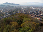 Blick vom Schlossbergturm am 31.10.2009 nach Südwesten über Oberau und Wiehre zum Schönberg