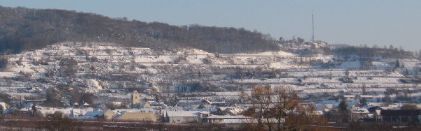 Tele-Blick nach Osten ber Bischoffingen zur Mondhalde am 4.12.2010 - dahinter Totenkopf sichtbar