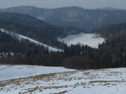 Kastelberg am 10.2.2011: Kastelberg am 10.2.2011: Blick von Ferme Auberge Bretitsouze nach Westen zum Lac de la Lande