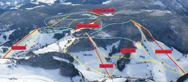 Skilifte Münstertal-Wieden: Blick vom Münstertal her nach Südosten 